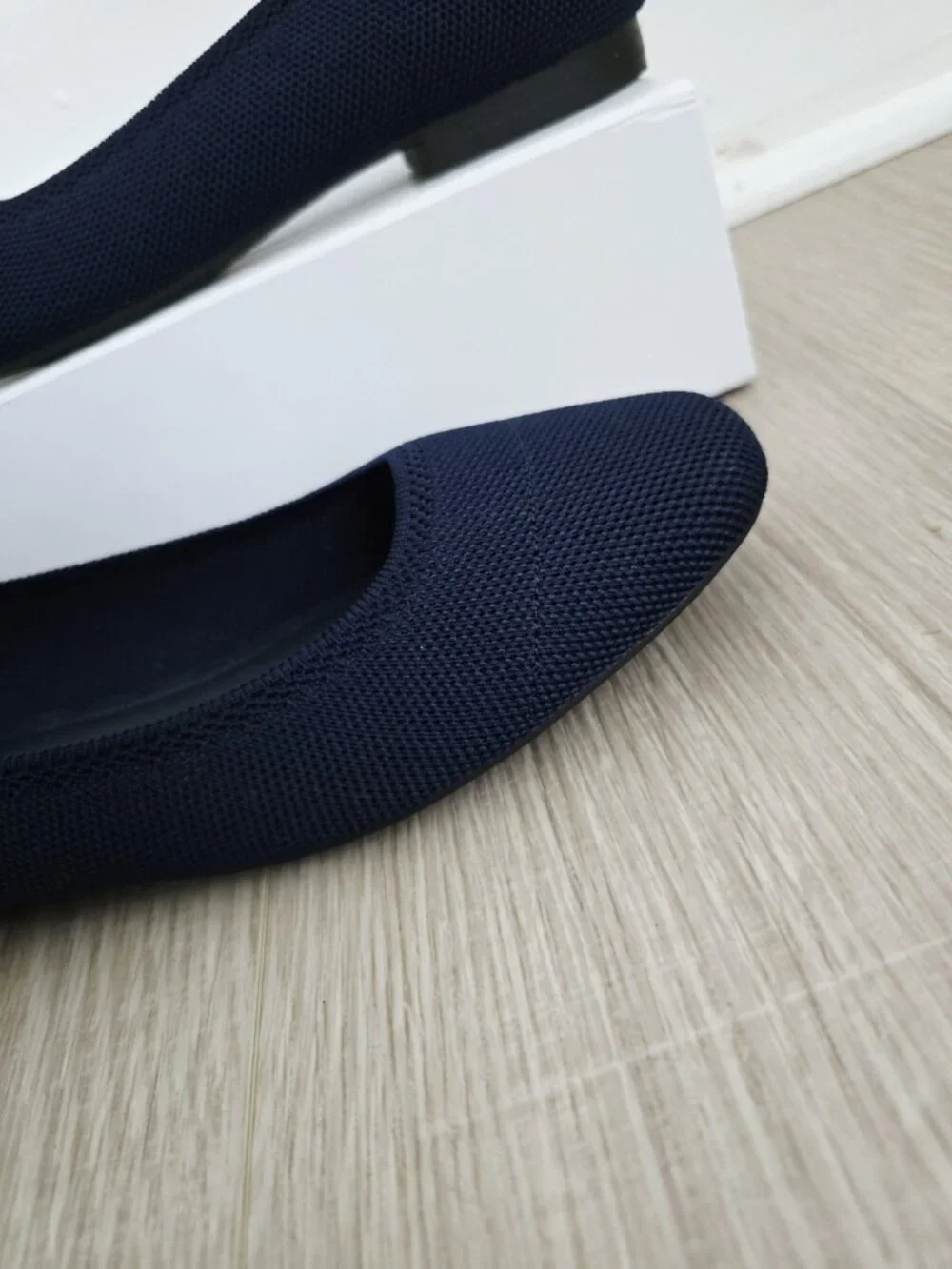 Mia Rasia Navy Ballet Ballerina Flats Shoes 11 Knit Slip On Round Toe Womens